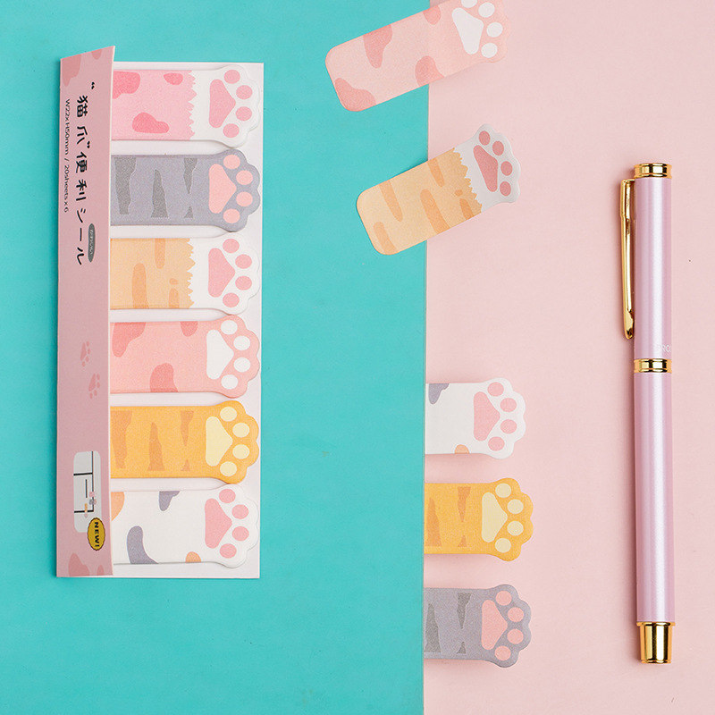 Kawaii Stationery Cartoon Cat Paw Memo Pad Bookmark Flags Index Tab Sticky Notes Label Paper Stickers. 