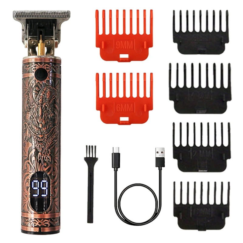 T-Blade Hair Clipper for Barbers - USB Rechargeable, Cordless Design, Precision Beard and Hair Trimming, Professional Engraving. 