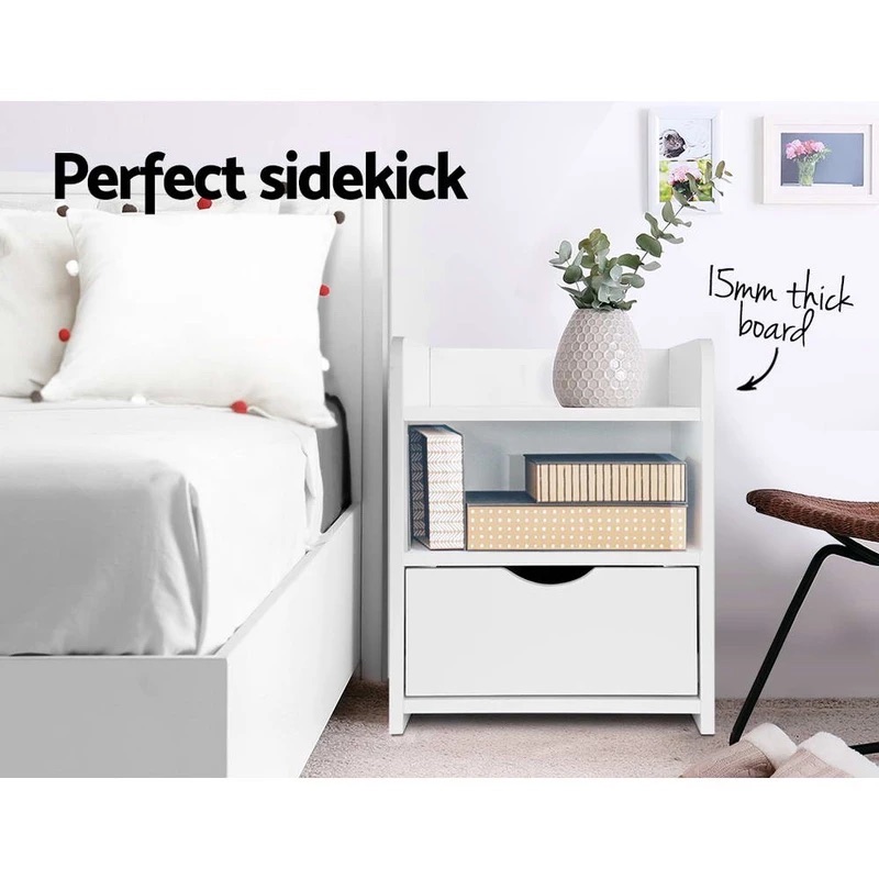 VTEC Home Modern One Drawer Bedside Cupboard / Night stand/Modern Nightstand/ End Side Table. 