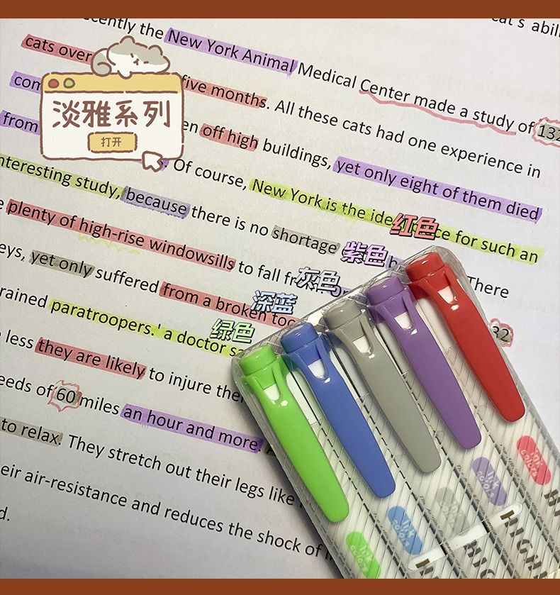 Double Headed Color Highlighter Pen Ins, High Visual Value Marking, Key ...