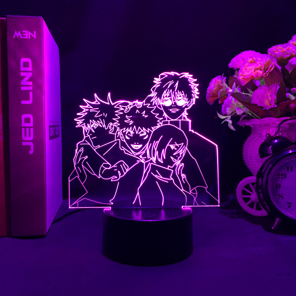 Japanese Anime Jujutsu Kaisen Led Acrylic Stand Satoru Gojo Ryomen Sukuna Fushiguro Megumi Action Figure For Kids Room Lightting. 
