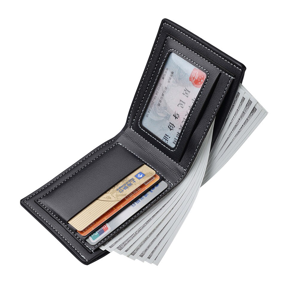 Pu Leather Men Short Wallet Thin Style Folding Young Men Credit Card Holder Wallet. 