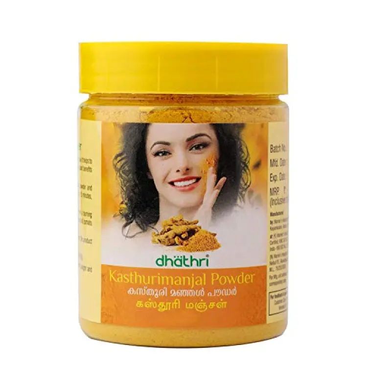 Dhathri Kasthuri Manjal Powder for Radiant Skin | Wild Turmeric Powder for Face | Reduces Acne, Dark Circles, Dark Spots and Marks | Kasturi Haldi Powder for Face and Body | Bottle