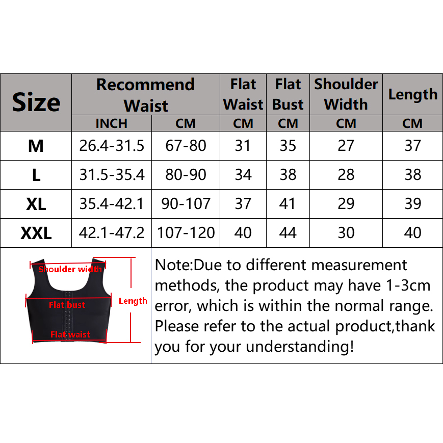 Men's Chest Vest Sweat Chest Bandage Tight-fitting Underwear Body Shaper Corset Support Belt Chest Compression Correct Posture. 