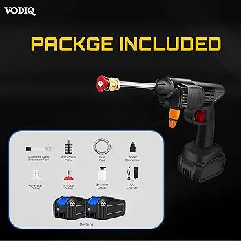 Cordless Powerful Pressure Washer, Portable High Power Washer with 2 Rechargeable Batteries. 