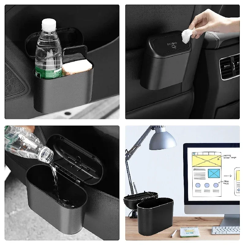 Car Trash Can (with Lid) Contains 60 (300) Garbage Bags, Small Car Trash Can, Leak-proof Mini Car Accessories. 