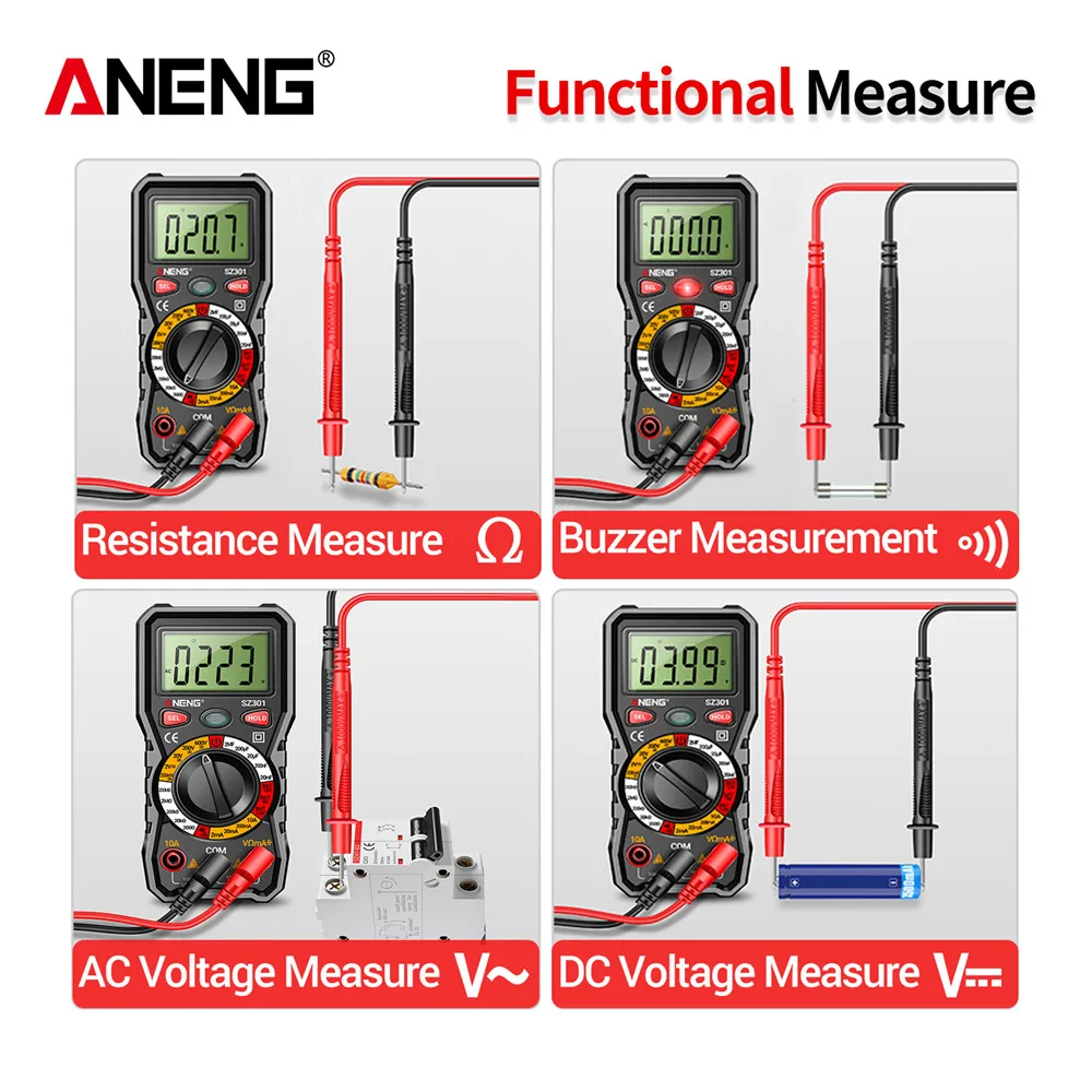 ANENG SZ301 Digital Multimeter AC/DC Votage Current Automatic Tester Electrical Resistance Ohm Ammeter Capacitance Meter. 