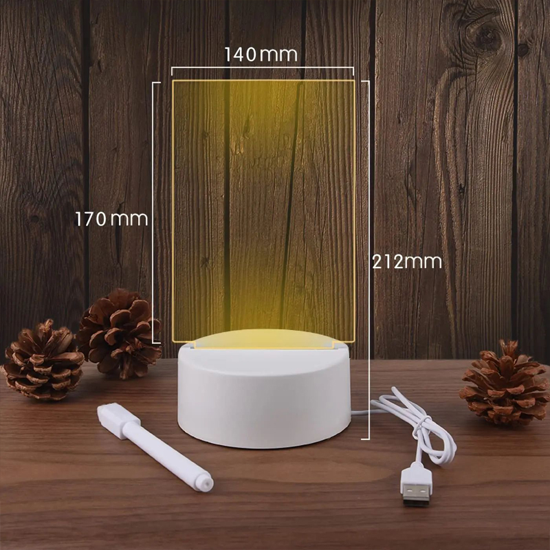 Transparent Luminous LED Night Lights USB Luminous Acrylic Night Light Erasable Write Message Board Calendar Desktop Ornaments. 