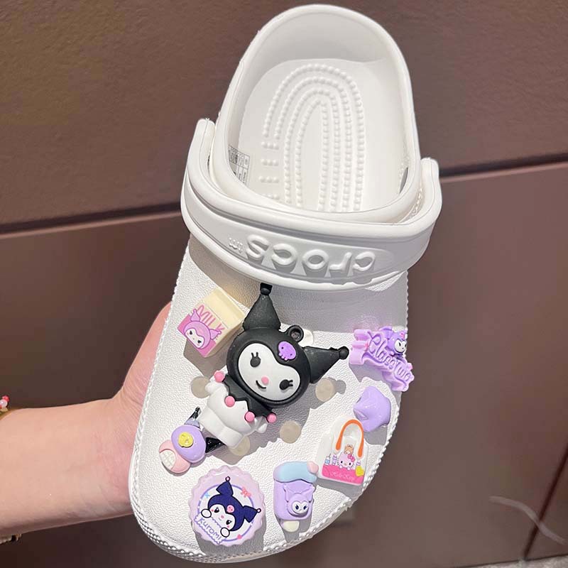 New Sanrio Kuromi Kawaii Shoes Accessories Cartoon Peripheral Cinnamoroll Melody Pompompurin Crocs Charm Buckle Charms Kids Gift. 