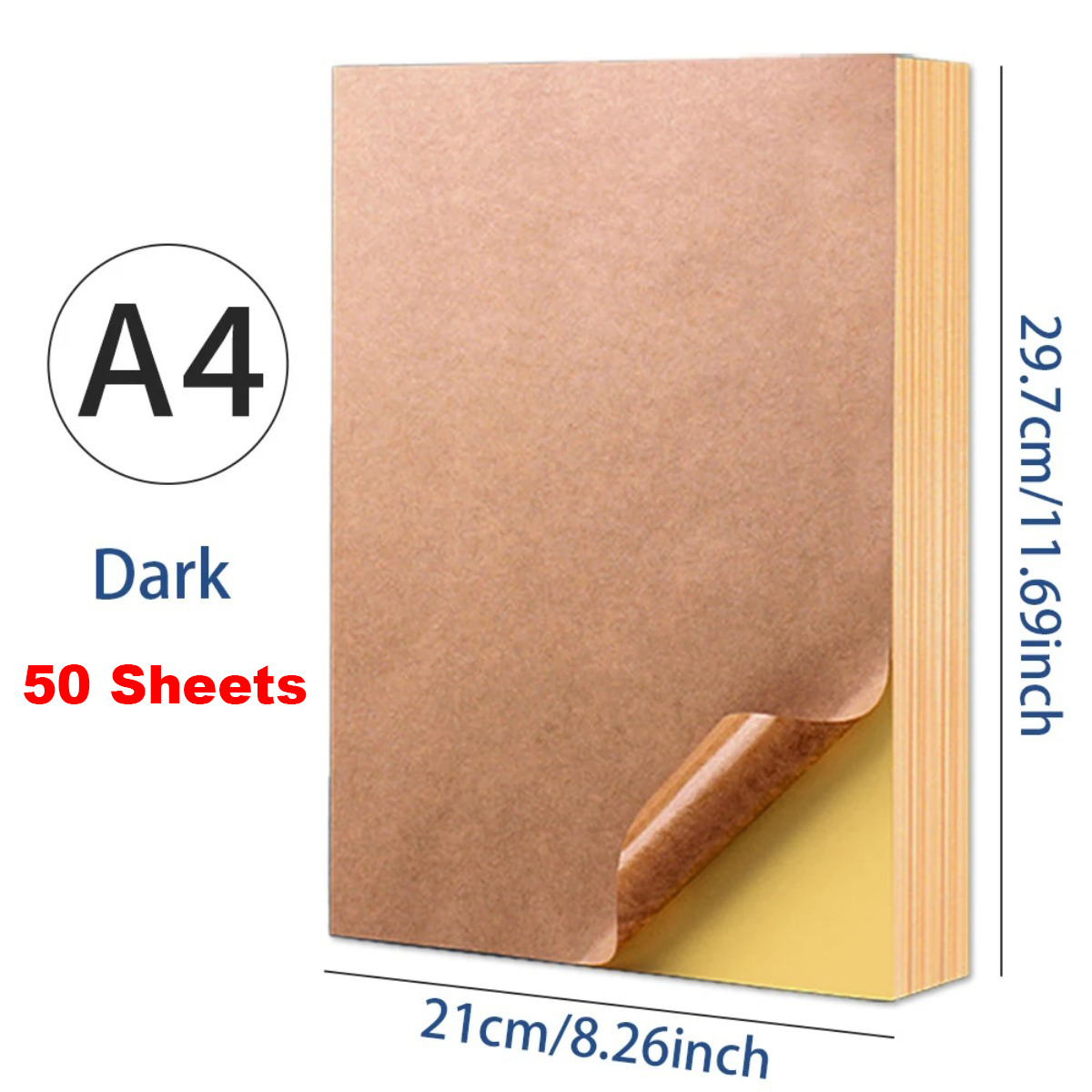 50sheets A4 Kraft Paper Self-adhesive Sticker Paper, Self-adhesive