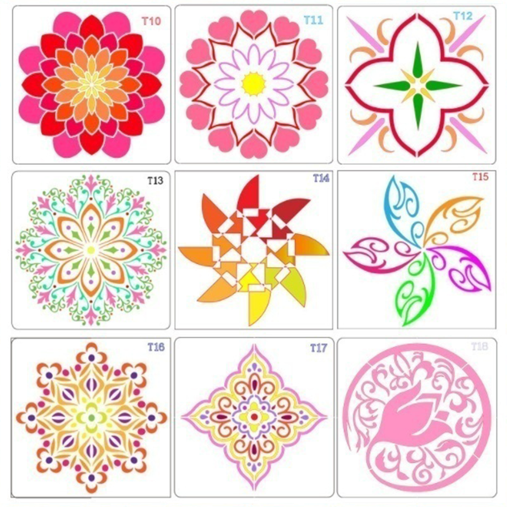 STONEGO Mandala Stencils DIY Home Decoration Drawing Laser Cut Template Wall Stencil Painting for Wood Tiles Fabric. 
