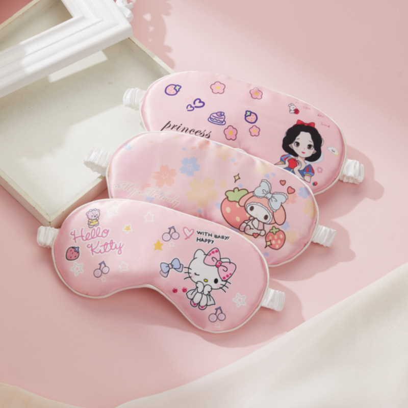 Sanrio Anime Hello Kitty Kulomi Silk Sleep Cartoon Eye Mask Travel Eye Protection Breathable Fatigue Relief Kawaii Girl Gift. 