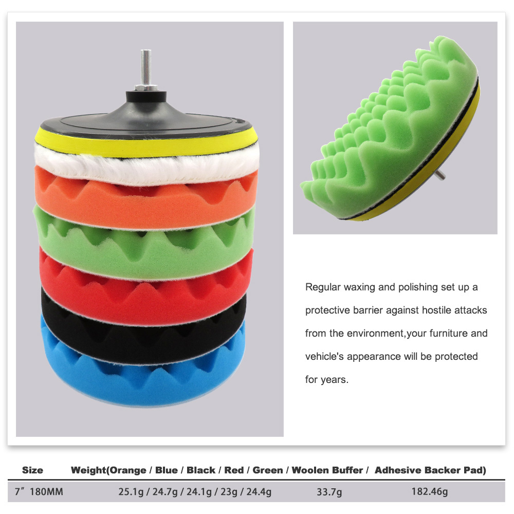 8Pcs Buffing Pad Set Thread 3/5/7inch Auto Car Repair Polishing pad Kit for Car Polisher+Drill Adaptor Power Tools accessories. 