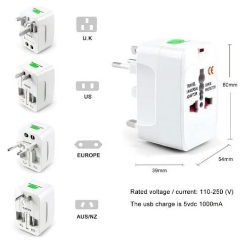 Universal Adapter Worldwide Travel Adapter with Built in Dual USB