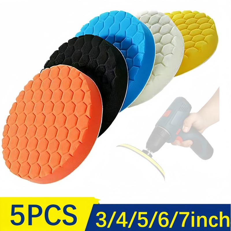 3/4/5/6/7inch 5Pcs Car Polishing Pad Kit Set Self-Adhesive Buffing Waxing Sponge Wool Wheel Polishing Pad For Car Polisher Drill. 