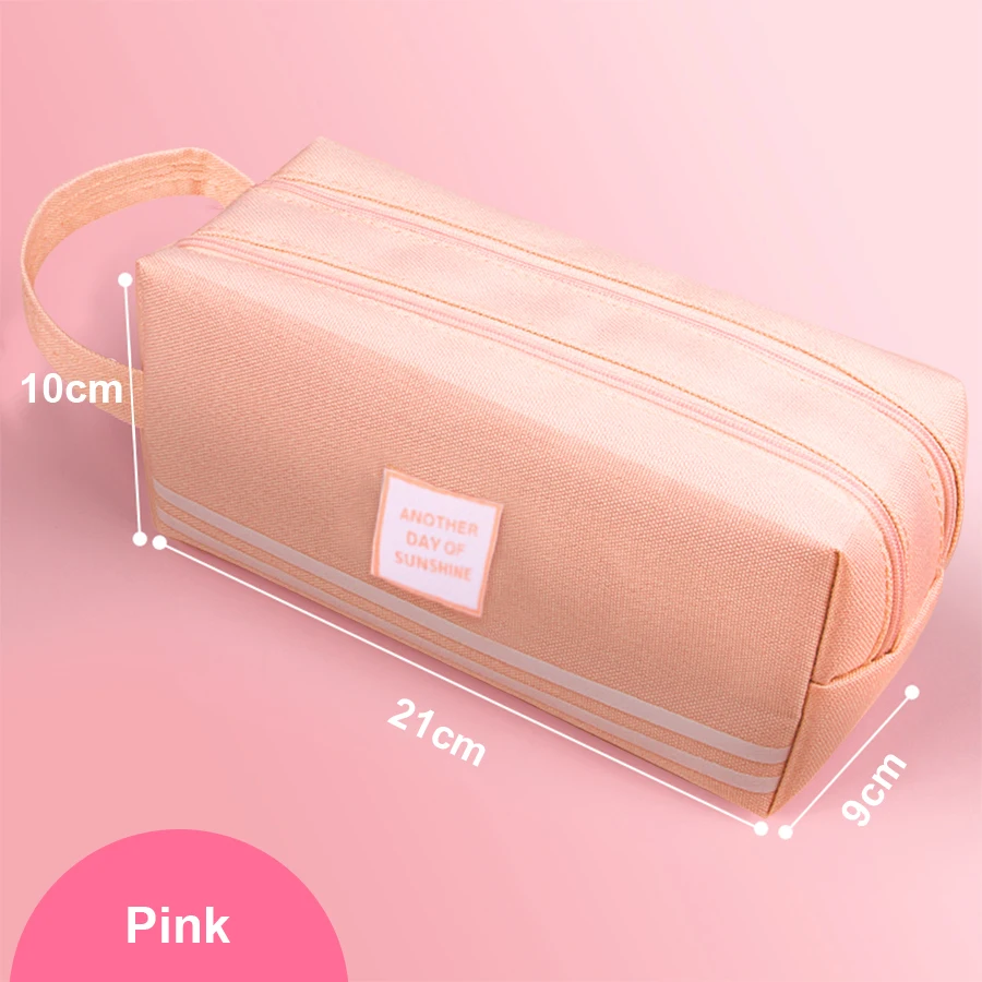 Large Capacity Pencil Cases Double Layer Simple Canvas Bags for Girls Back to School School Office Supplies Stationery. 