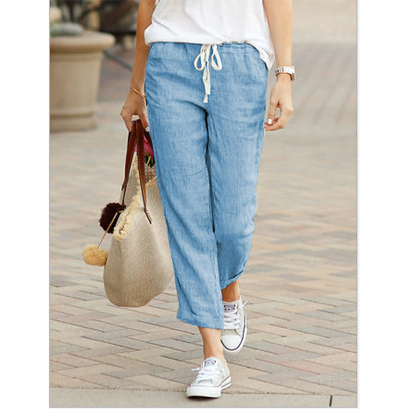 Autumn Cotton Women's Pants Y2K Black Drawstring Elastic Waist Casual Pants Female Loose Fashion Elegant Ladies Bottom. 