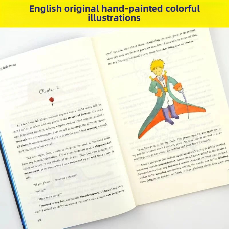 The Little Prince Color Illustration English Original Novel Reading Classic World Famous Books English Literature Original Book. 