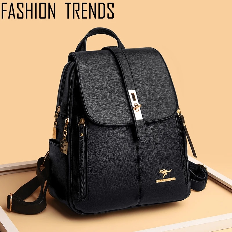 Luxury Women Leather Backpacks for Girls Sac A Dos Casual Daypack