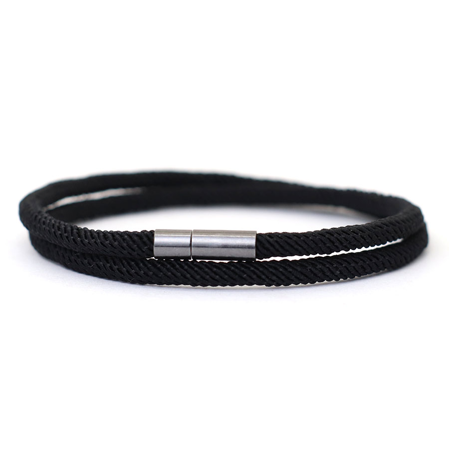 Noter New Arrival Mens Rope Bracelet 4mm Nylon Double Layer Lucky Thread Braclet Nickel Black Detachable Buckle Gift For Him. 