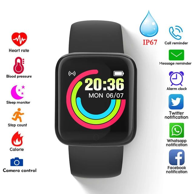 Y68 Smart Watch Sport Bracelet for Men Women High Quality Waterproof Band Bluetooth Wristband Fitness Tracker Heart Rate Monitor . 