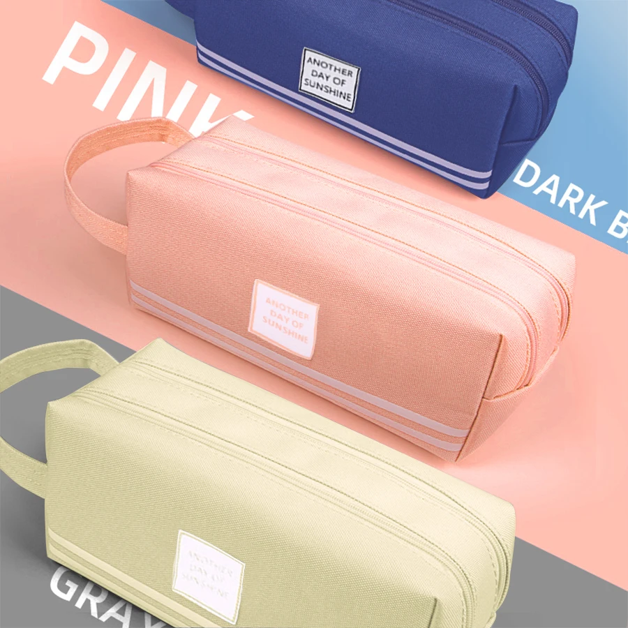 Large Capacity Pencil Cases Double Layer Simple Canvas Bags for Girls Back to School School Office Supplies Stationery. 