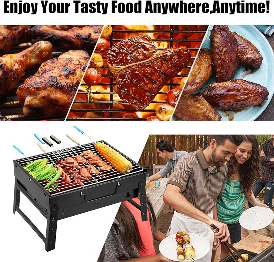 Uten Charcoal Grill, BBQ Grill Folding Portable Lightweight smoker Gril. 