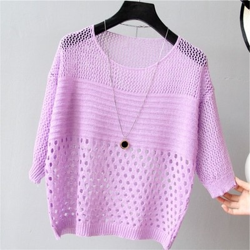 Spring and Summer New Ice Silk Knitted Vest Top Hollow Out Thin Bottoming Sling Streetwear Womens Clothing White Shirt 13686. 