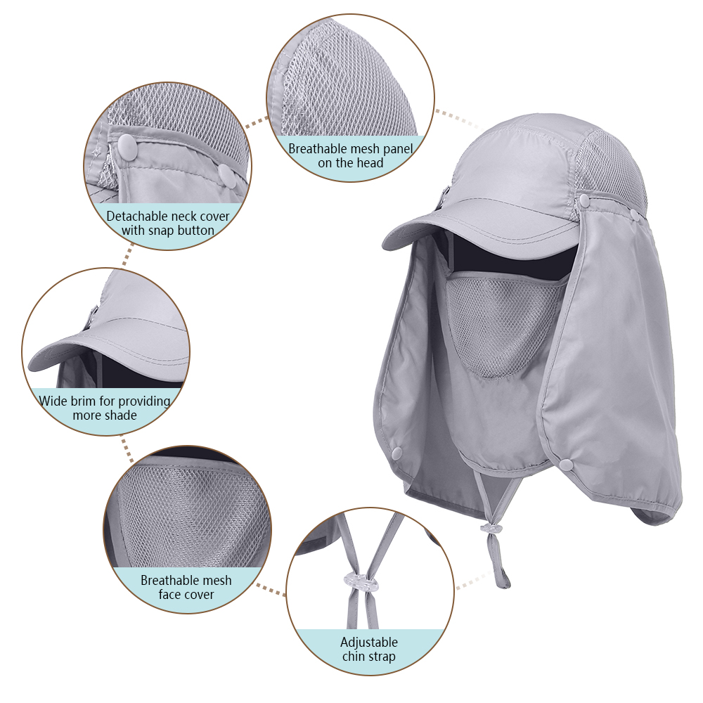 Outdoor Sport Hiking Visor Hat UV Guard Face Neck Cover Fishing Sun Protection Cap For Camping Climbing. 