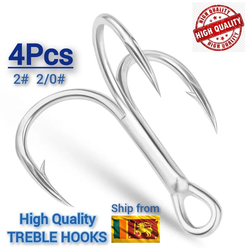 4Pcs Treble Hooks 2# 2/0# High Quality Saltwater Fishing hook High-Carbon  steel fishhooks High strength Fishing tackle