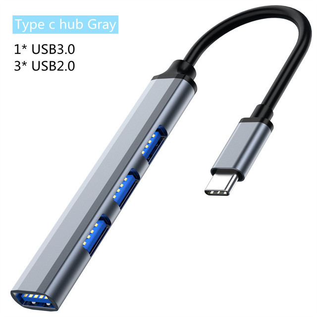 Aluminum Alloy Splitter Multi-function One Drag Four Hubs Hub Expander High-speed Computer Multi Interface Dock. 