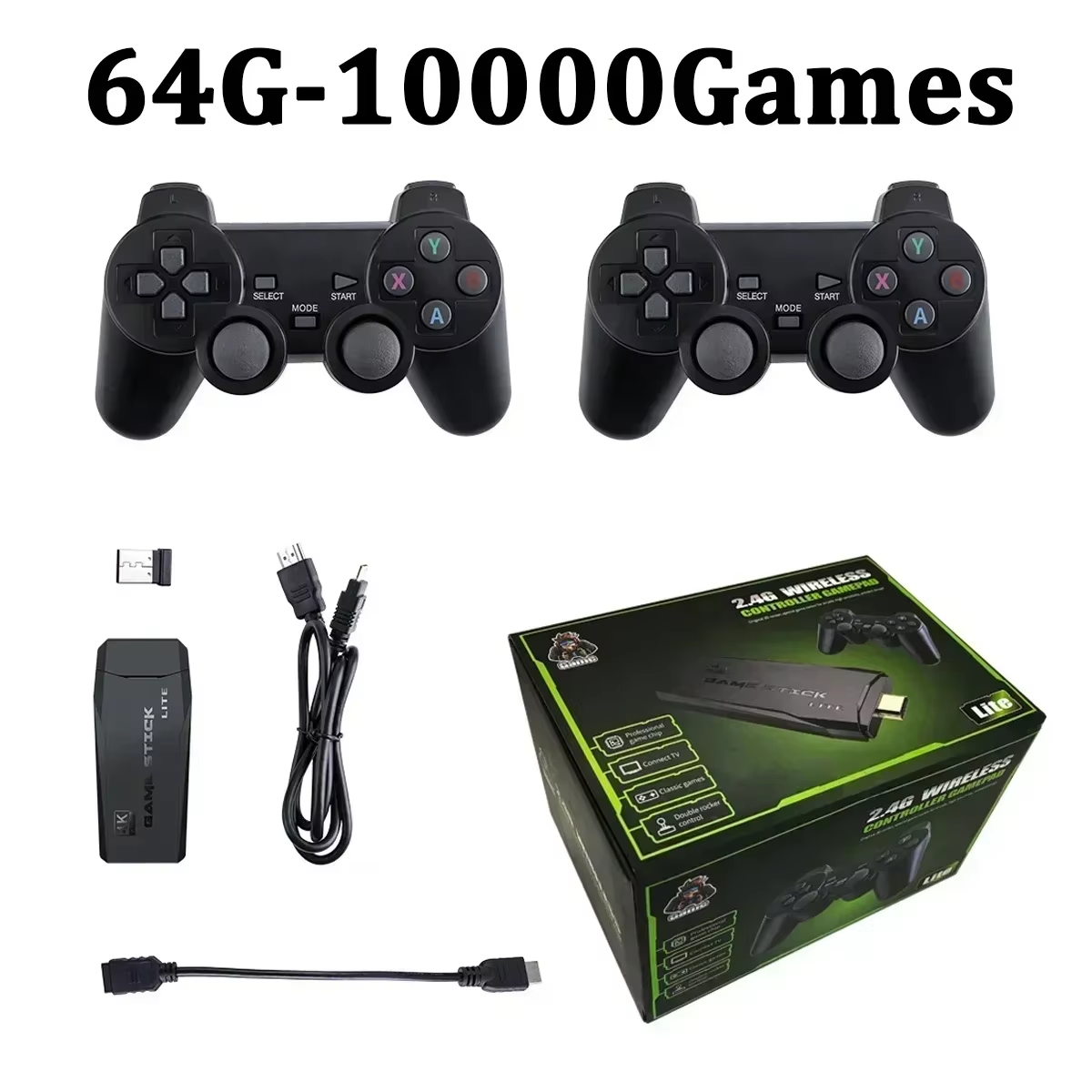 Video Game Sticks M8 Console 2.4G Dual Wireless Controller Game Stick 4K 10000 games 64GB Retro game For Dropshiopping Xmas Gift. 