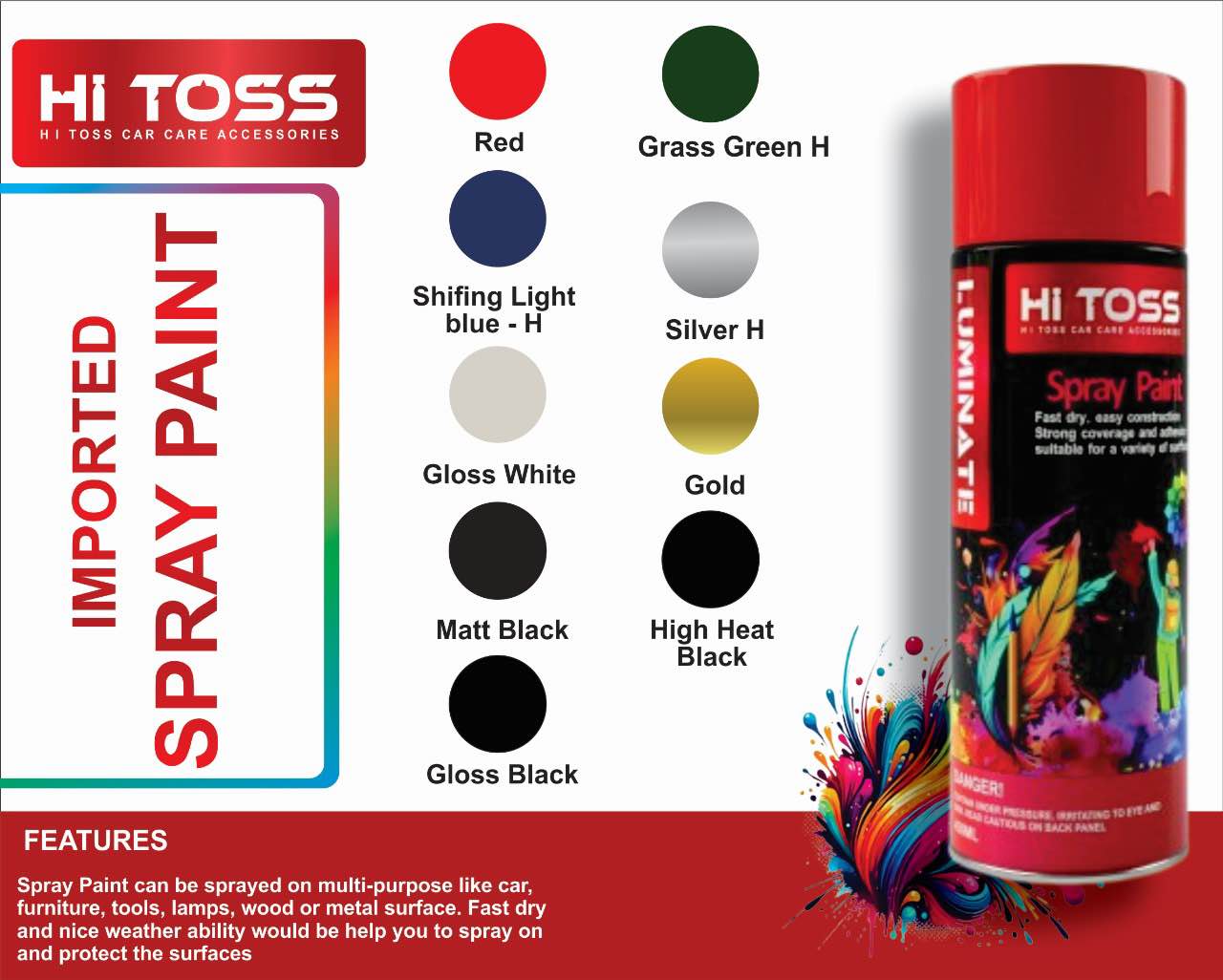HITOSS SPRAY PAINTS 450ml. 