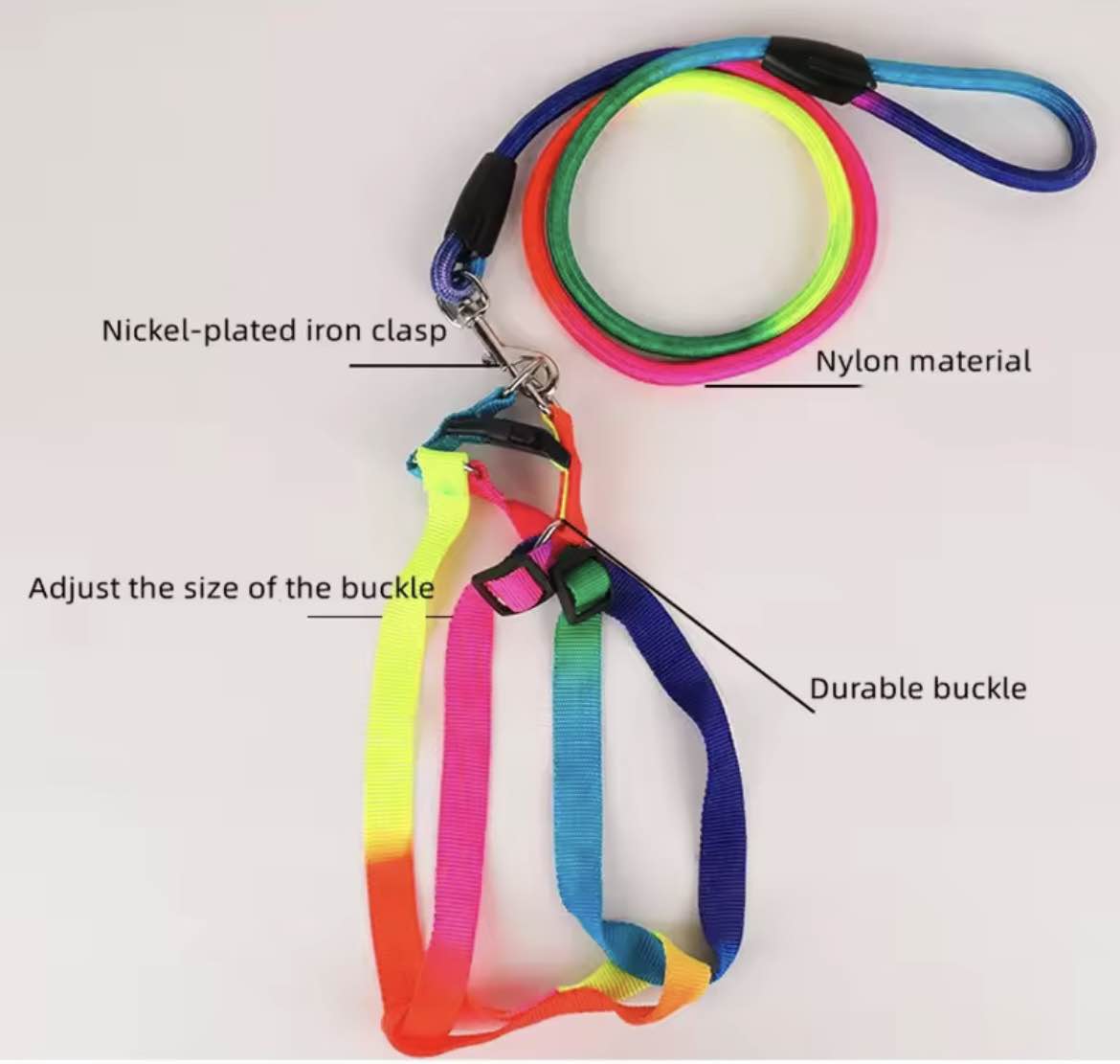 pet small dog Durable Nylon Rainbow 1.2M leash Walking Training Leash. 