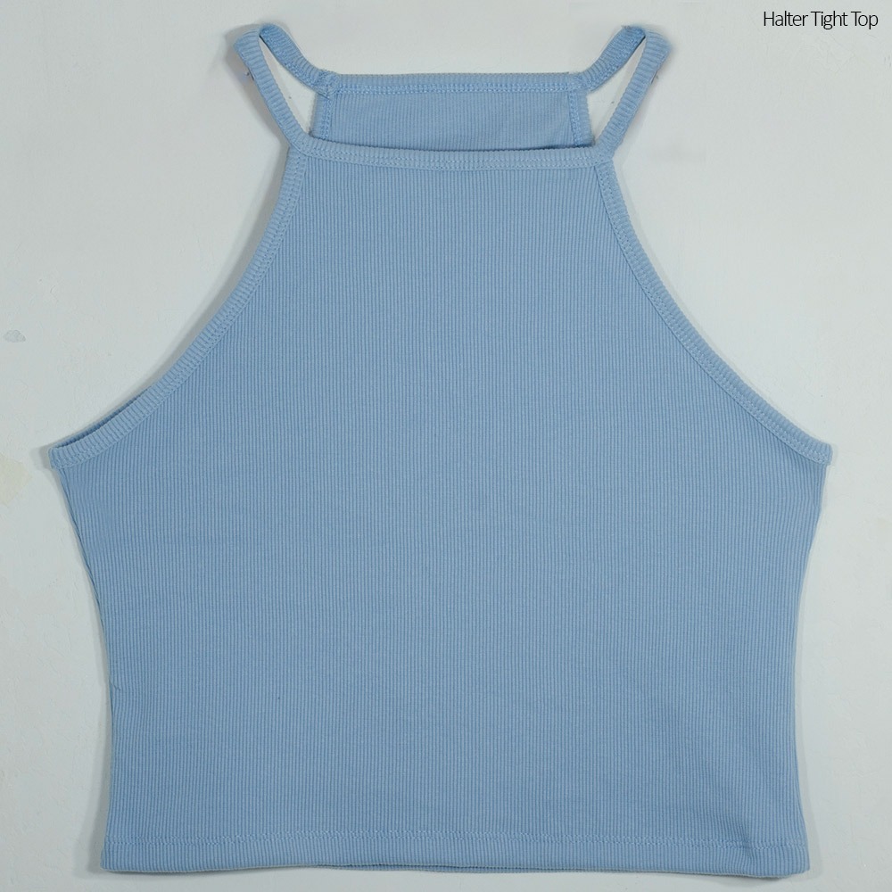 Halter Tight Top Trending Korean Tight Top Green And Blue Colour Casual Tees Unique Styling Crop Top Small Size Top. 
