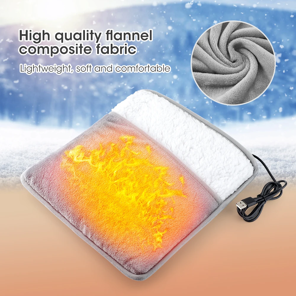 Winter Electric Foot Heating Pad USB Charging Soft Plush Washable Foot Warmer Heater Improve Sleeping Household Foot Warming Mat. 