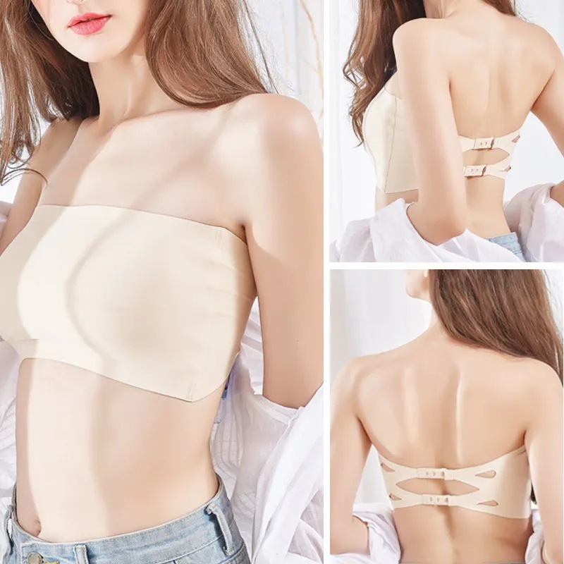 Seamless One-piece Tube Tops Women Removable Pads Intimates Basic Black/White/Skin Womens Strapless Bra Bandeau Sexy Lingerie. 