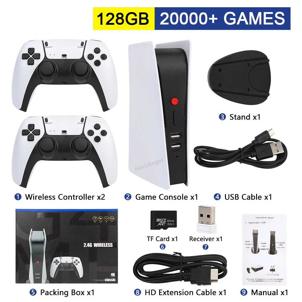 M5 Video Game Console 4K Retro TV Box 20000 Games 2.4G Wireless Controllers For PS1/CPS/FC/GBA Arcade Gaming Built-in Speaker. 