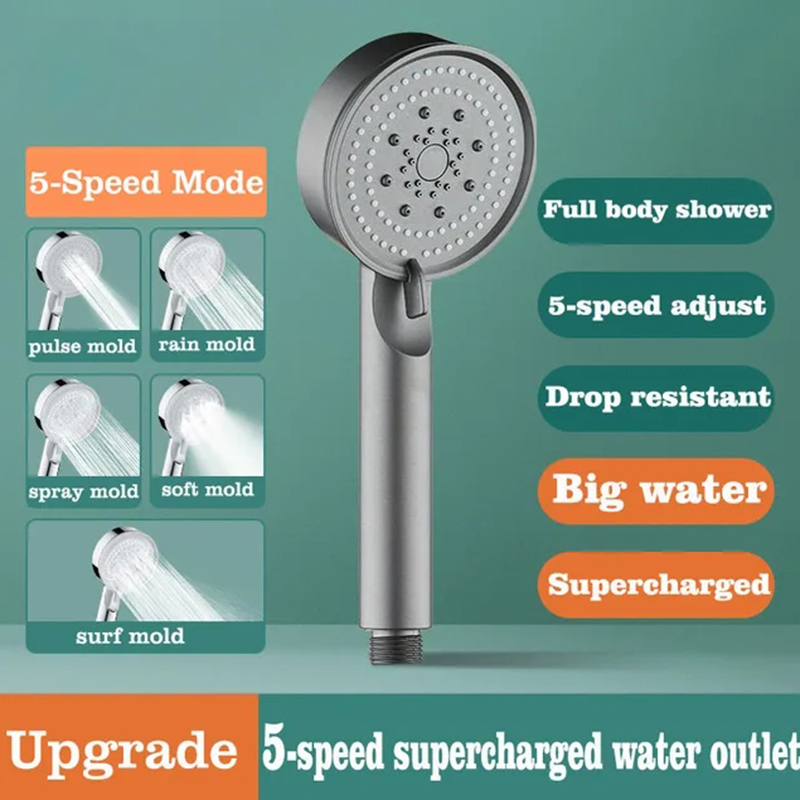 High Pressure Shower Head 5 Modes Adjustable Showerheads with Hose ...