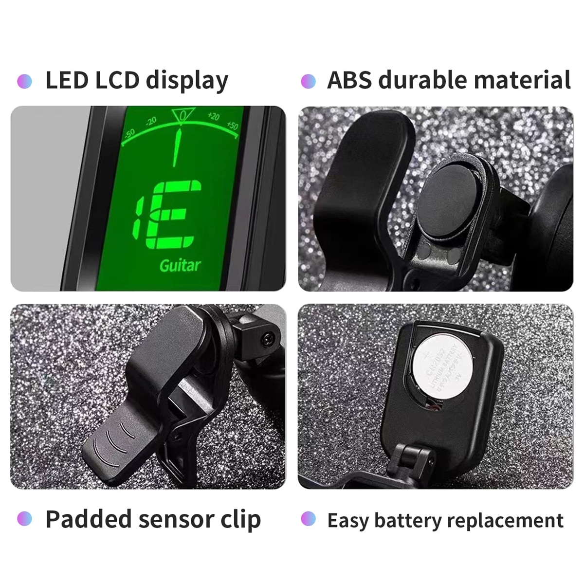 Guitar Tuner For All Instruments Clip on Electronic Tuner for Guitar Bass Ukulele Violin Mandolin Banjo. 