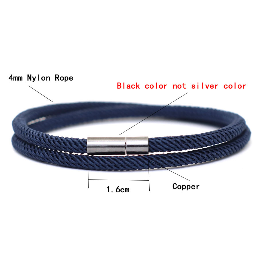 Noter New Arrival Mens Rope Bracelet 4mm Nylon Double Layer Lucky Thread Braclet Nickel Black Detachable Buckle Gift For Him. 