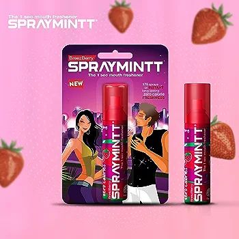 Spraymintt 1 Second Instant Mouth Freshener Spray Mouth spray breath freshener 15 gm – BreezeBerry | Natural Herbal formulation for Long lasting freshness & Germ-free mouth. 