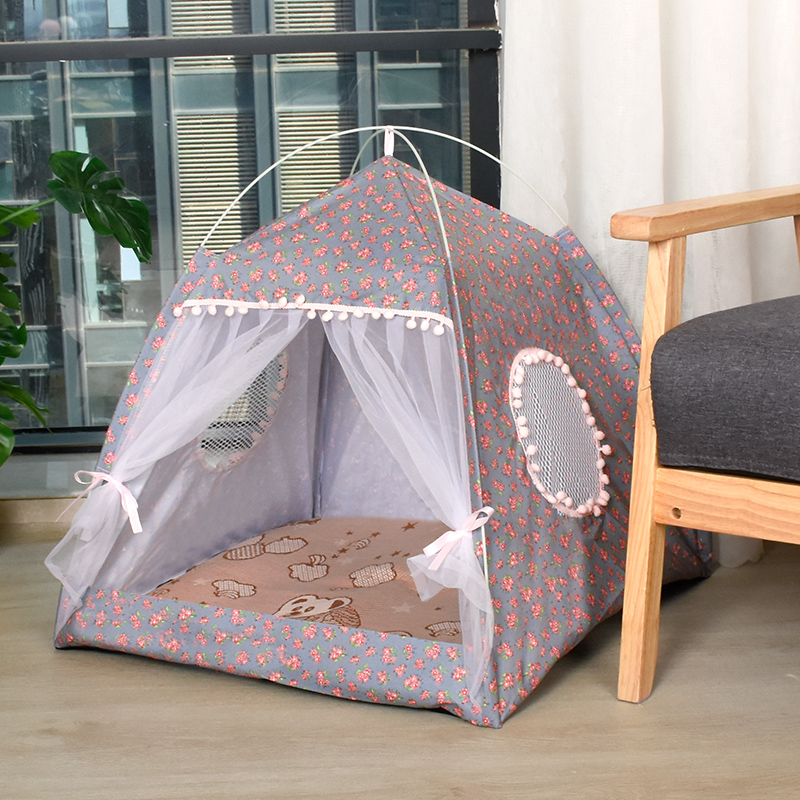 Cat Broken Flower Tent Semi Enclosed Internet Celebrity Tent Nest Universal For All Seasons Pet Supplies Summer Dog And Cat Nest. 