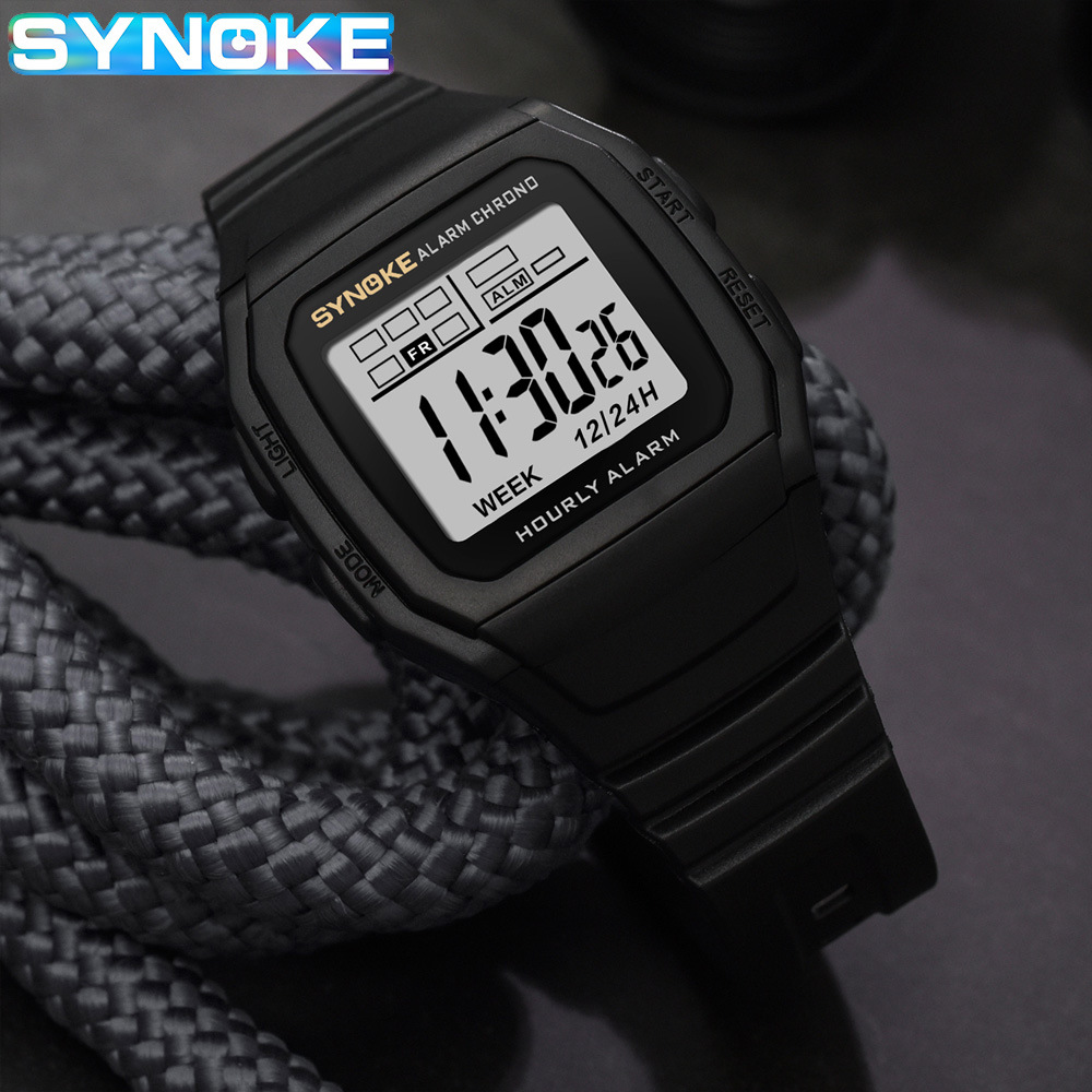 SYNOKE Digital Watch Student Electronic Outdoor Sports Boy Luminous Waterproof MultiFunction Watch Retro Square Watch. 