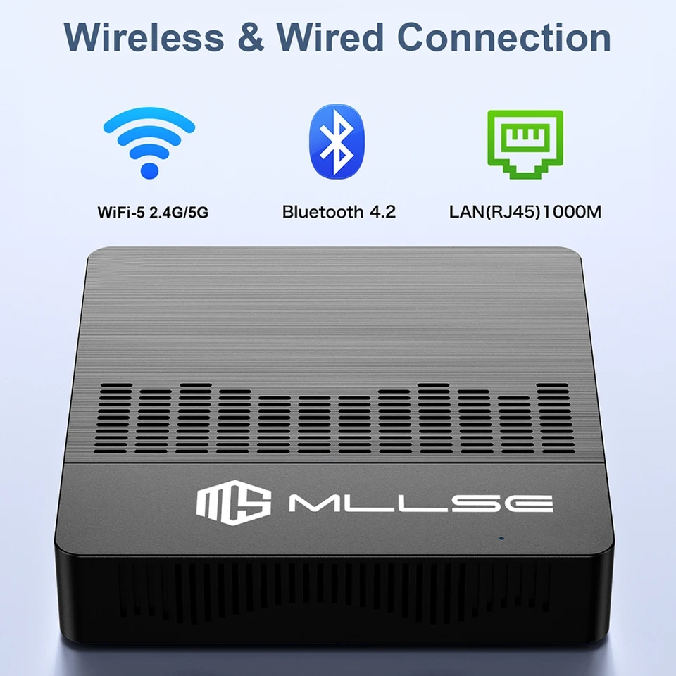 MLLSE Mini PC M2 Air Intel Gemini Lake N4000 Windows 11 6GB RAM 128GB ROM Dual-Band WiFi Bluetooth USB Mini Computer. 