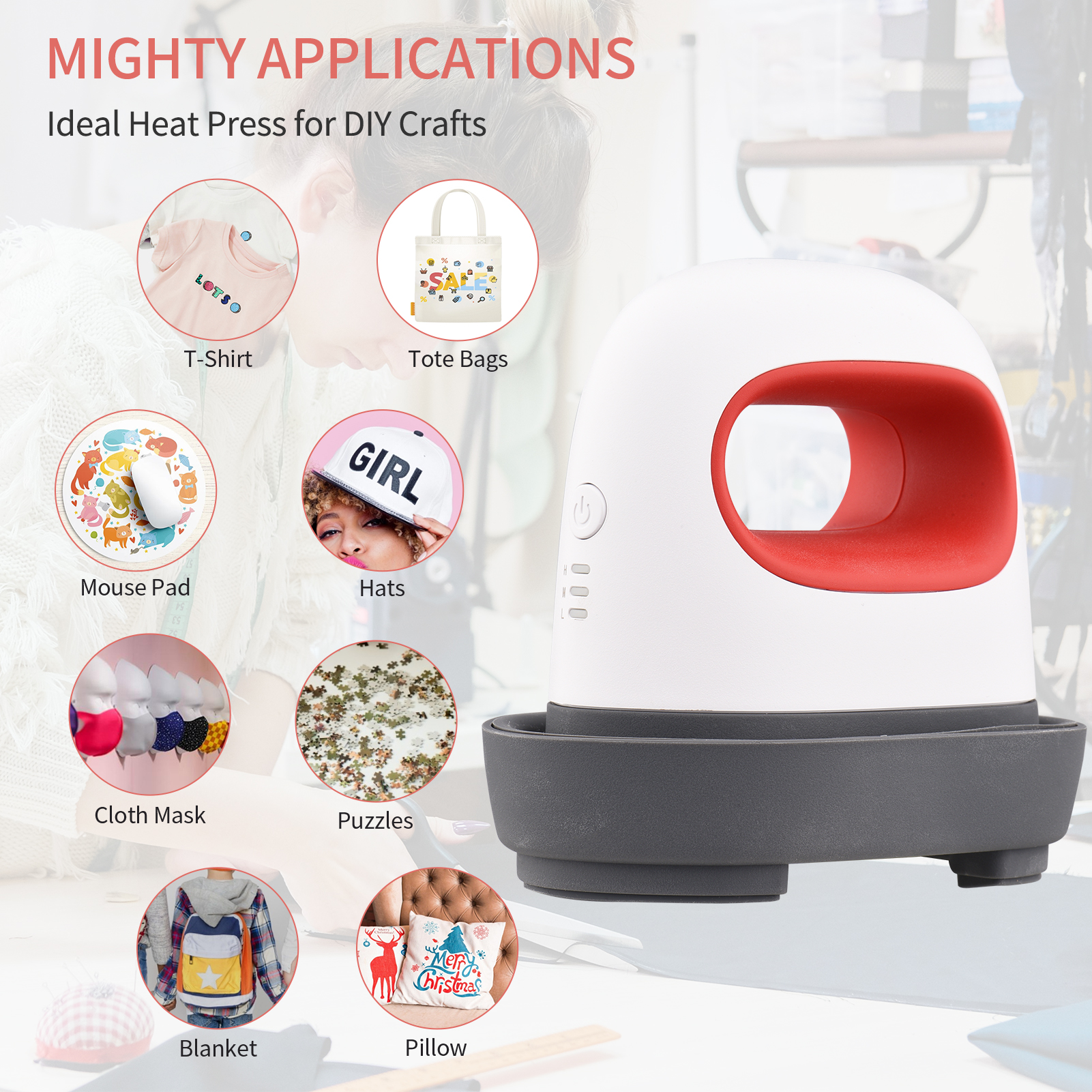 Mini Heat Press Machine TShirt Printing Easy Heating Transfer Press Iron Machines for Blanket Leather Portable DIY Home Business. 
