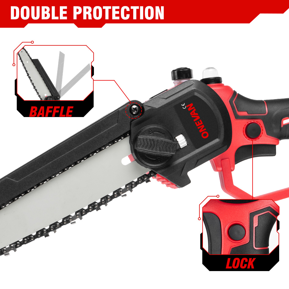 ONEVAN 4500W 8 Inch Brushless Electric Saw Chainsaw With Oil Spray Rechargeable 45000RPM Woodworking Tool For Makita Battery Pin. 