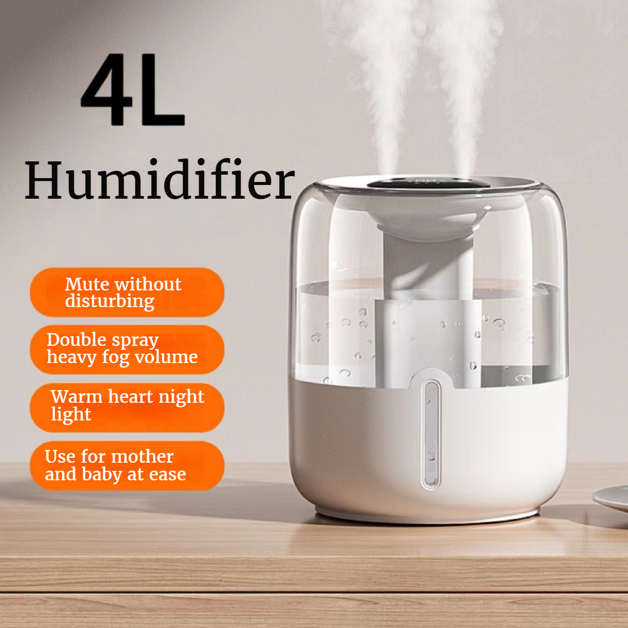 New 4L Large Capacity Humidifier USB Double Spray Home Dormitory Office ...