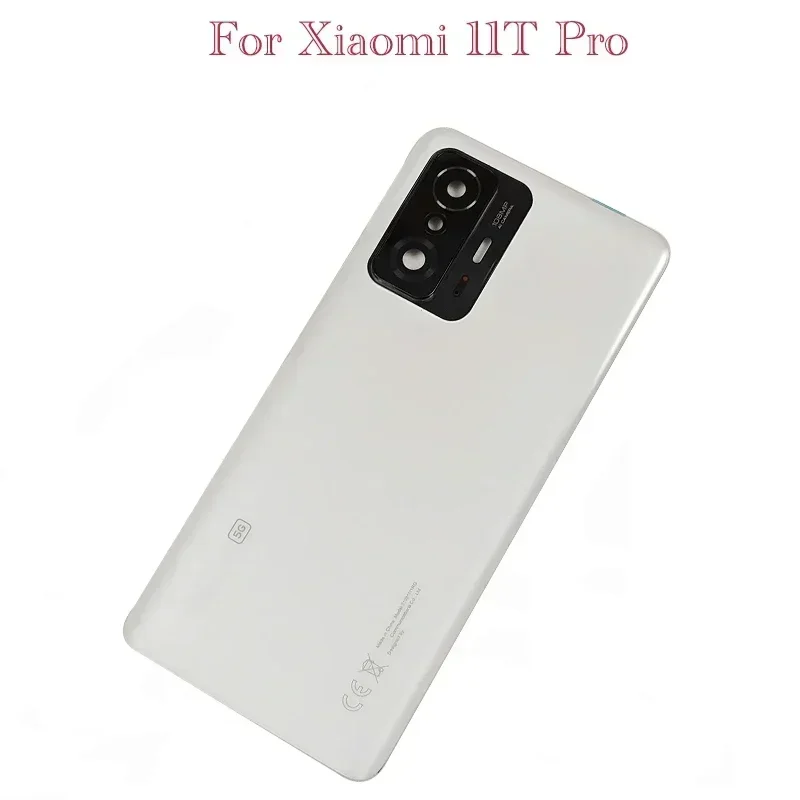 Back Glass Cover For Xiaomi 11T Pro 5G Back Door Replacement Battery Case, Rear Housing Cover Mi11T With Camera Lens. 