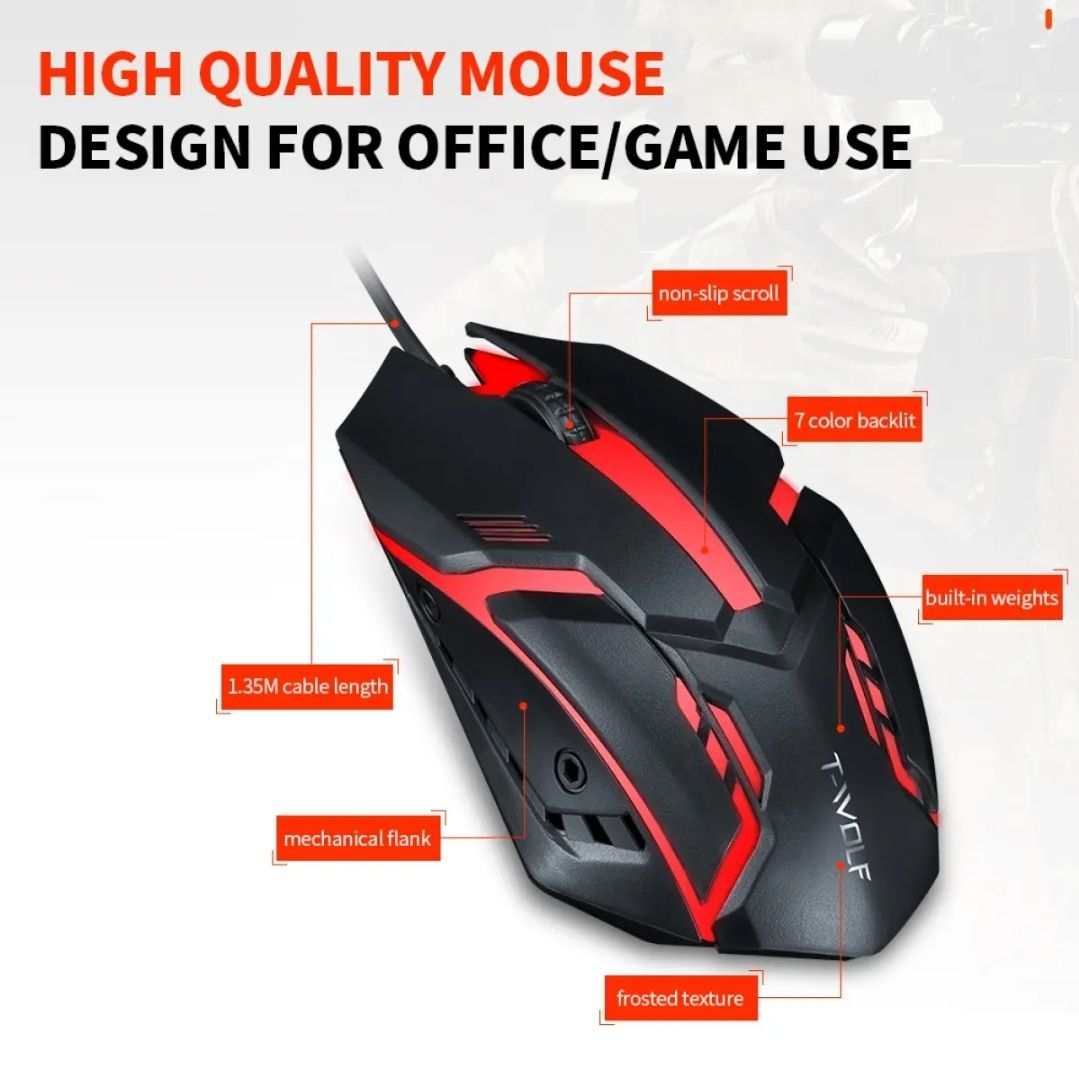 T-wolf V1 Wired RGB Gaming mouse. 